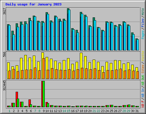 Daily usage for January 2023